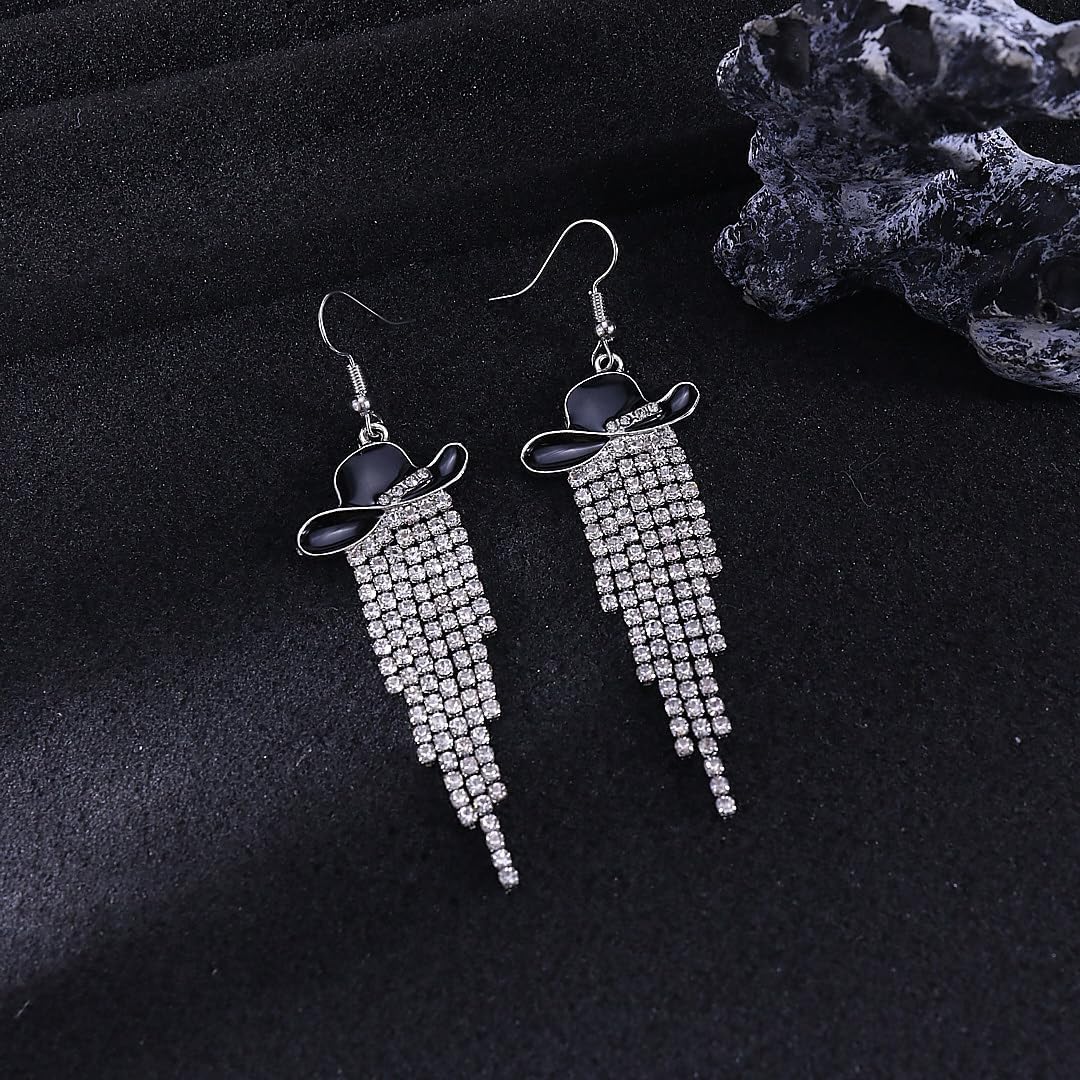 Western Cowgirl Cowboy Hat Earrings for Women Rhinestone Tassel Dangle Earring Boho Cowboy Earring Cowboys Boot Earrings Country Concert Rodeo Outfits Jewelry Gift - Image 5
