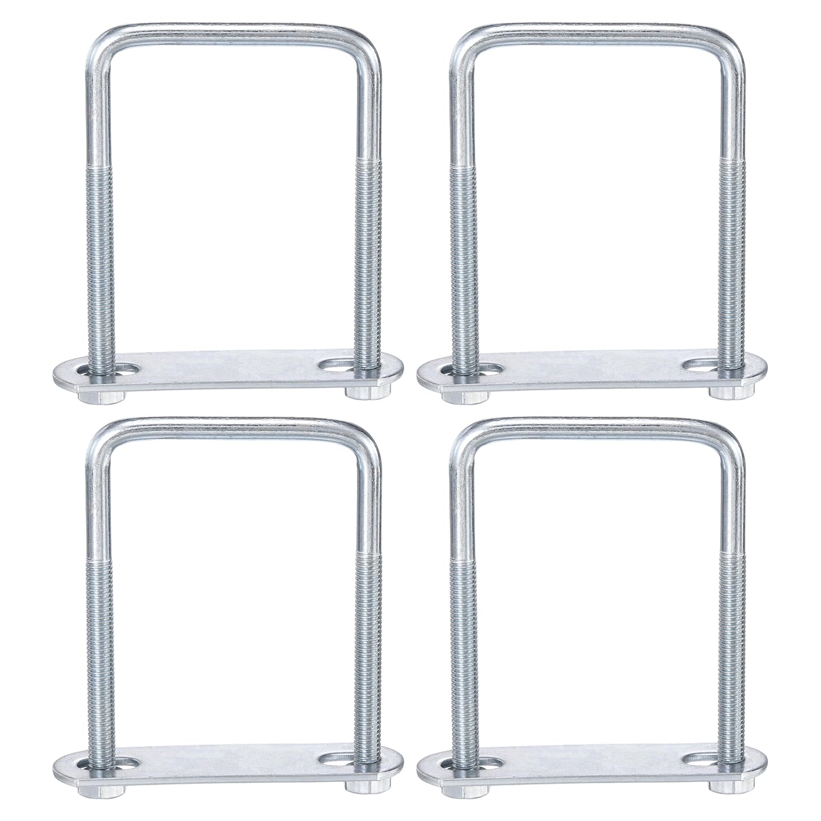 sourcing map 4Pcs Leaf Spring Clamp Kit M6 Square U-Bolts Clamp Fits Leaf Springs Up to 50mm Wide Locks Leaf Springs with Screws for Better Control of Axle Torque Trailer Truck Boat 80mm L