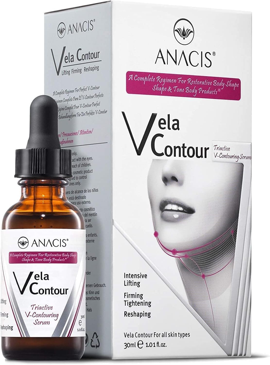 Vela Contour Sérum - Raffermissant et Liftant pour le Cou, Anti-Rides, Réduit le Relâchement et le Double Menton | ANACIS Sérum Visage et Cou