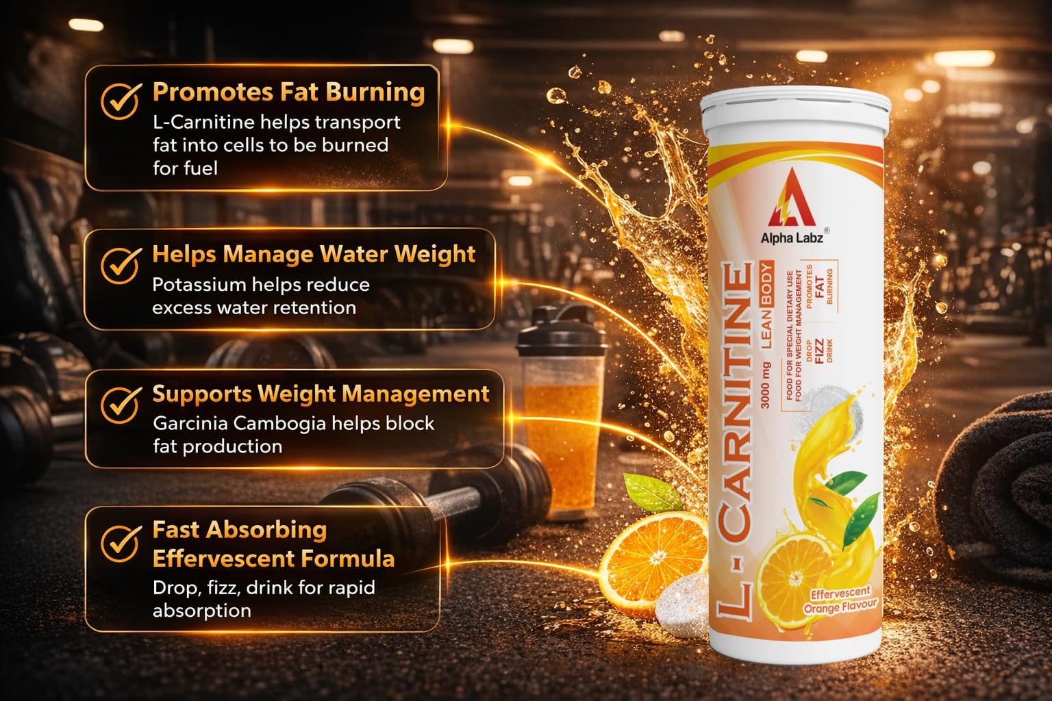 l carnitine water retention Alpha Labz L-Carnitine 3000 mg Effervescent Tablets for Fat Burning & Weight  Management