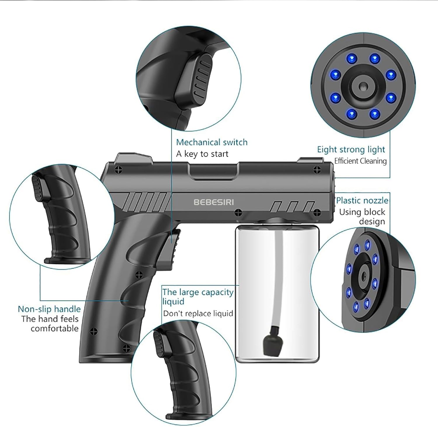 Nano Sprayer, Handheld Household Nano Blue Light Atomizer, Handheld Household Nano Sprayer, Rechargeable Nano Atomizer. It is Suitable for Watering Plants and Flowers. - Image 5