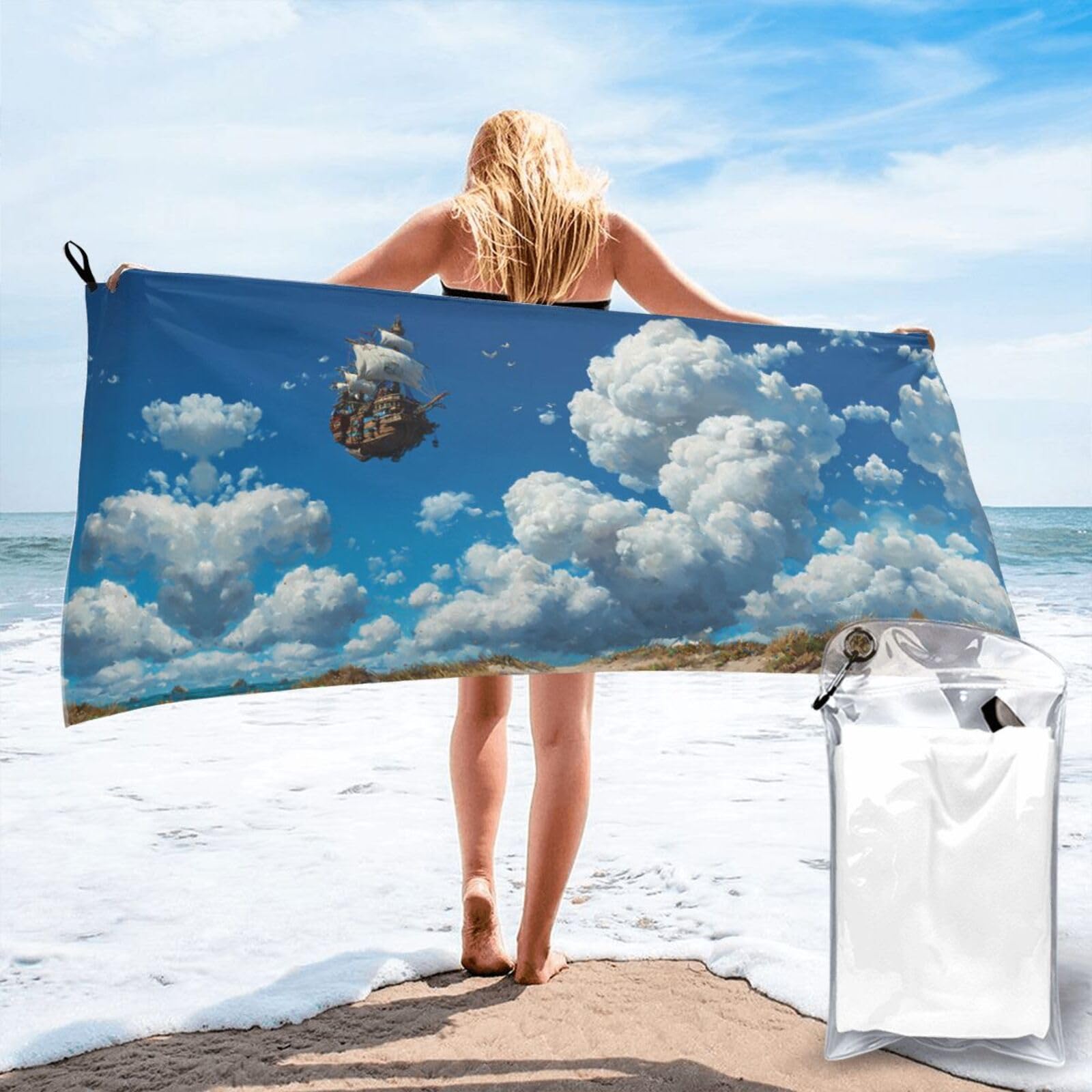 JZSTY Flying Ship Quick Dry Bath Towel 27.5"x55" Soft Comfortable Absorbent Fluffy for Family Bath and Travel Outdoor