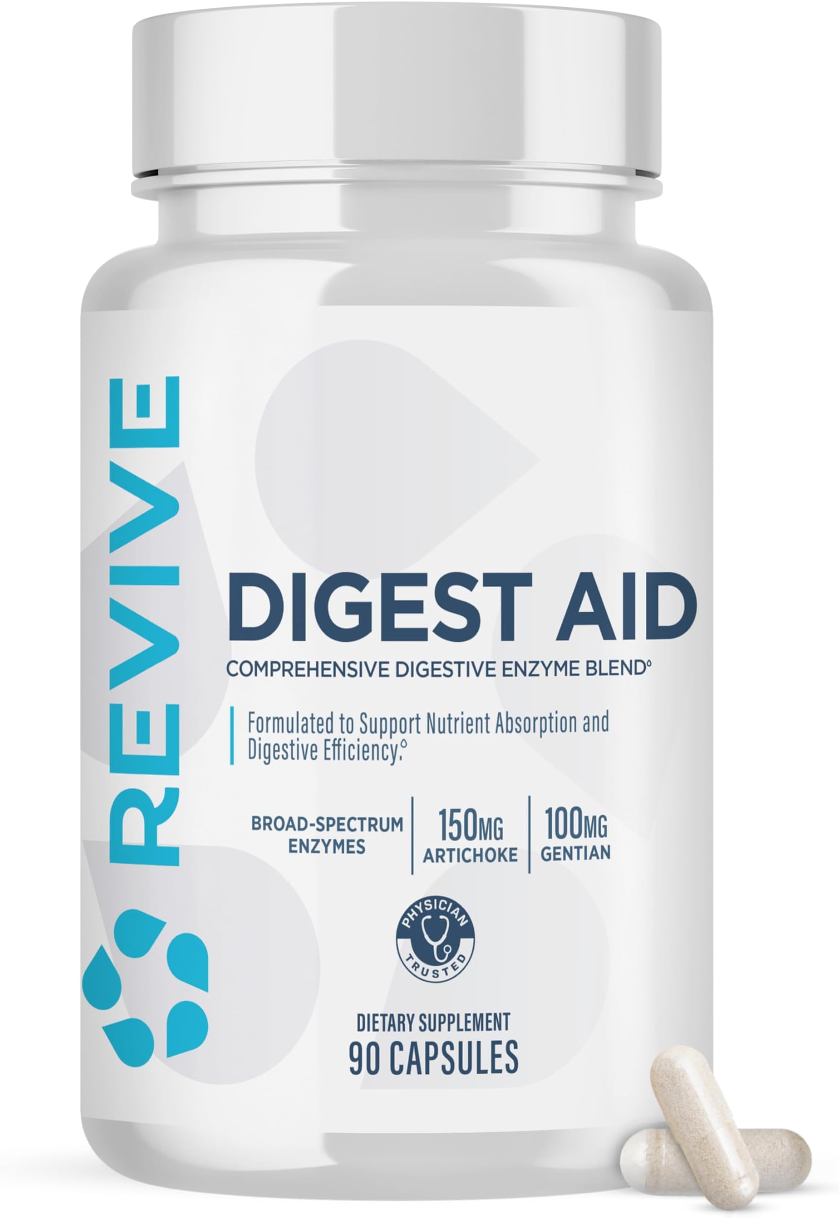 MD Digest Aid, Digestive Support Supplement for Men & Women - Comprehensive Digestive Enzyme Blend with Probiotics & Prebiotics for Gut Health & Healthy Digestion (90 Capsules, 90 Servings)