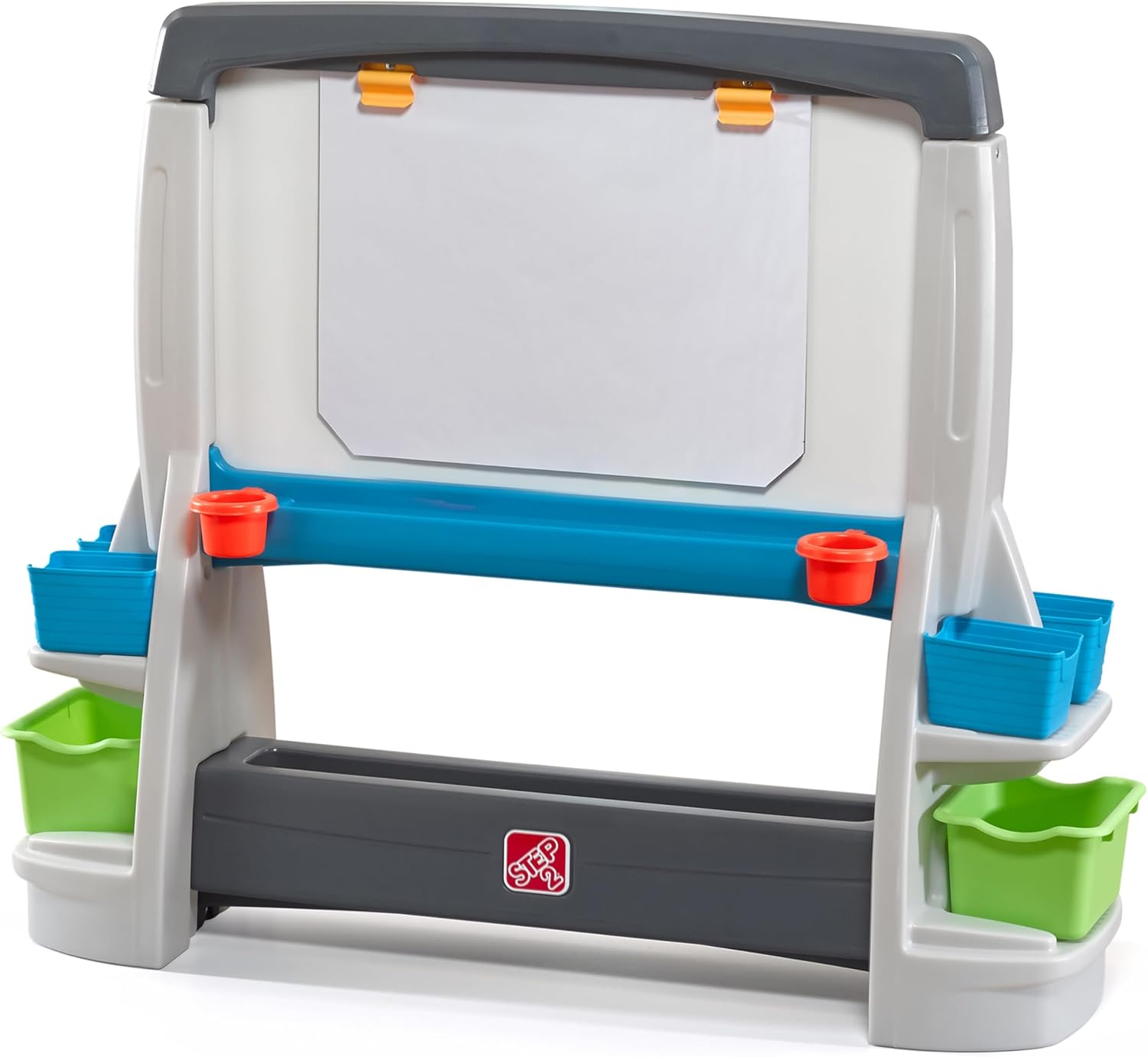 Step2 Jumbo Art Easel, Kids Art Activity Table, Double-Sided Dry Erase and Chalkboard, Storage Bins and Trays, For Toddlers and Preschoolers Ages 3+ Years Old