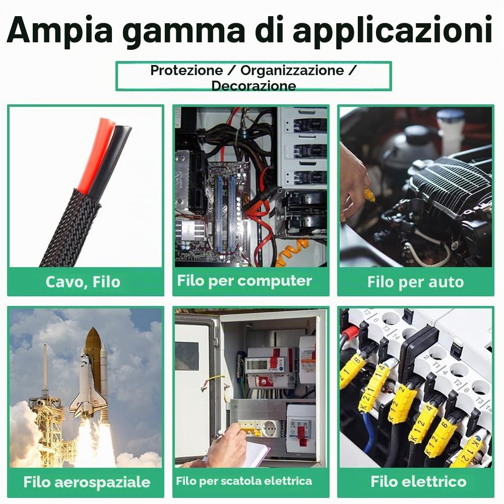 10mm Guaina PET Cavo Intrecciata Manicotto Espandibile Fili Elettrici Gestione Cavi Flessibile Ordinato Protettivo Tubo Isolante Arancia 10 Metri
