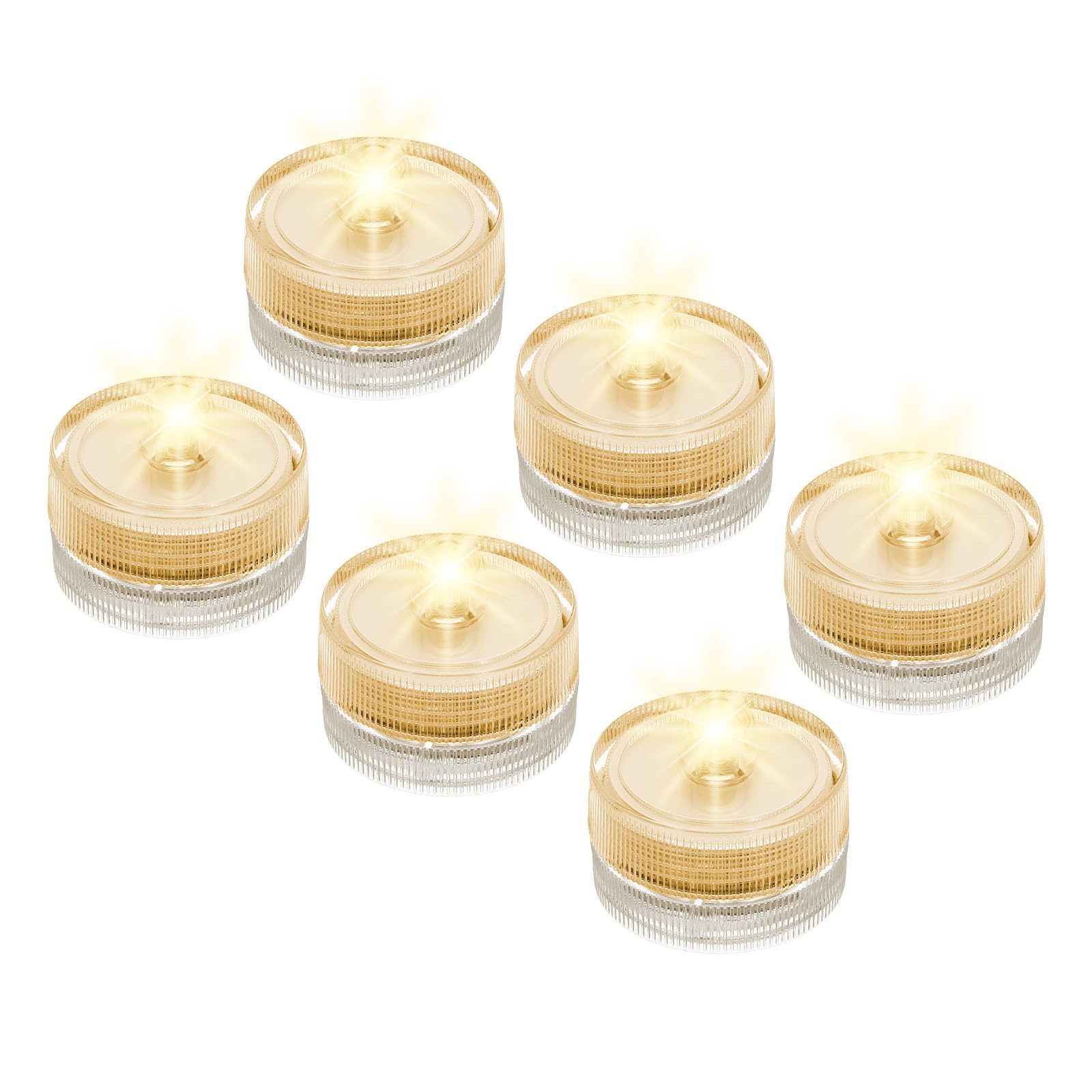 sourcing map Submersible Bright LED Tea Light, Yellow Waterproof Flameless Candles for Party Wedding Festivals Decor, Pack of 6