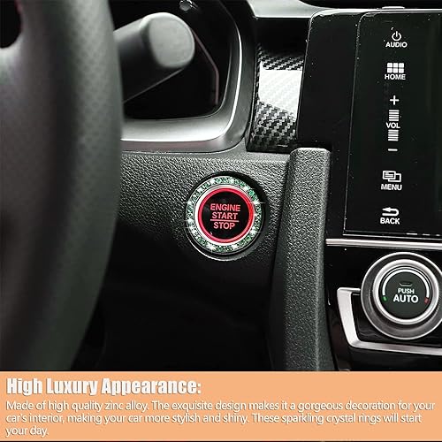 Miniatura 4 de Calcomanías de anillo de arranque de motor de diamantes de imitación de cristal, cubierta de anillo de encendido para botón de arranque, accesorios