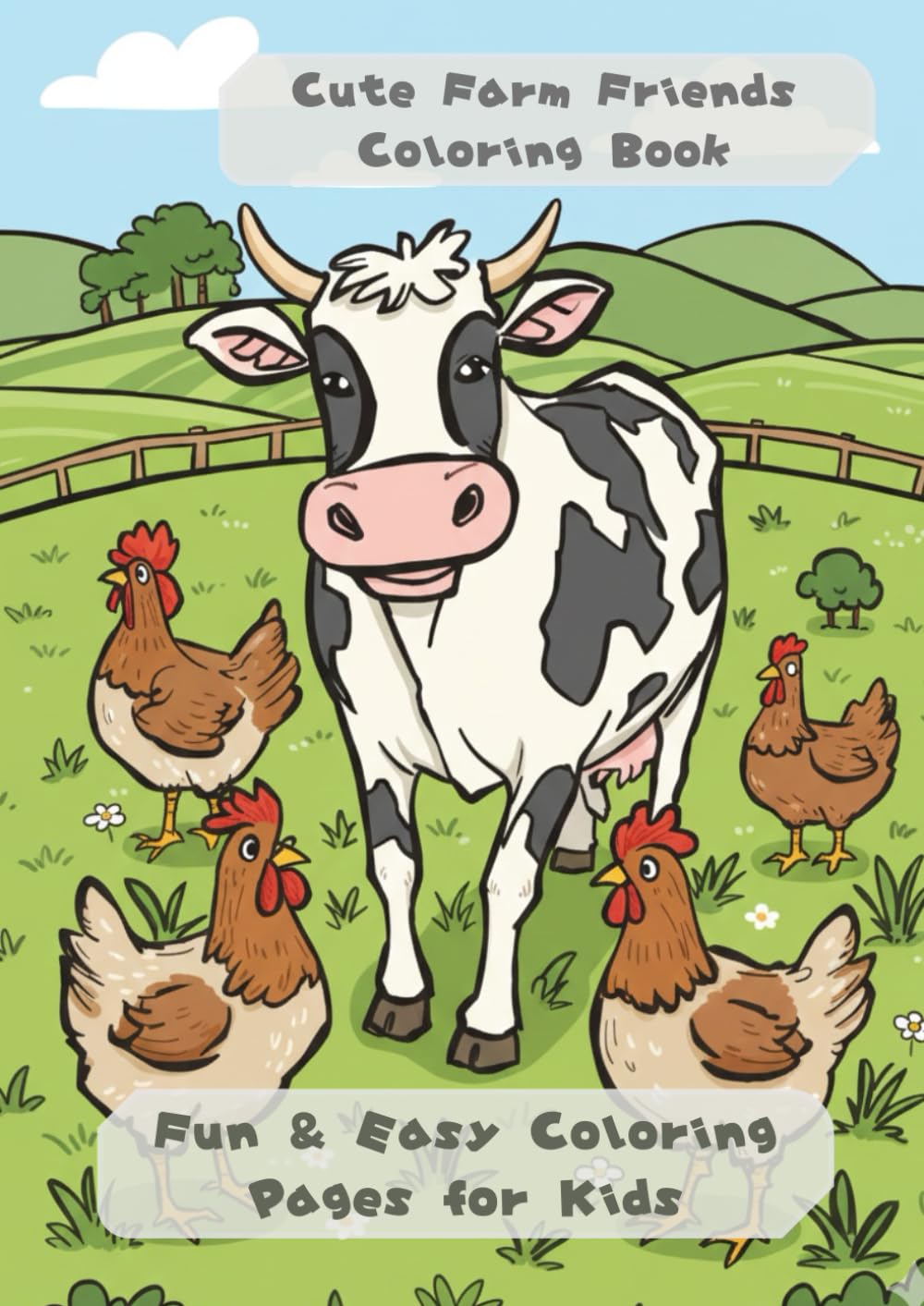 Cute Farm Friends Coloring Book: Fun & Easy Coloring Pages for Kids (Cute Animal Coloring Series)
