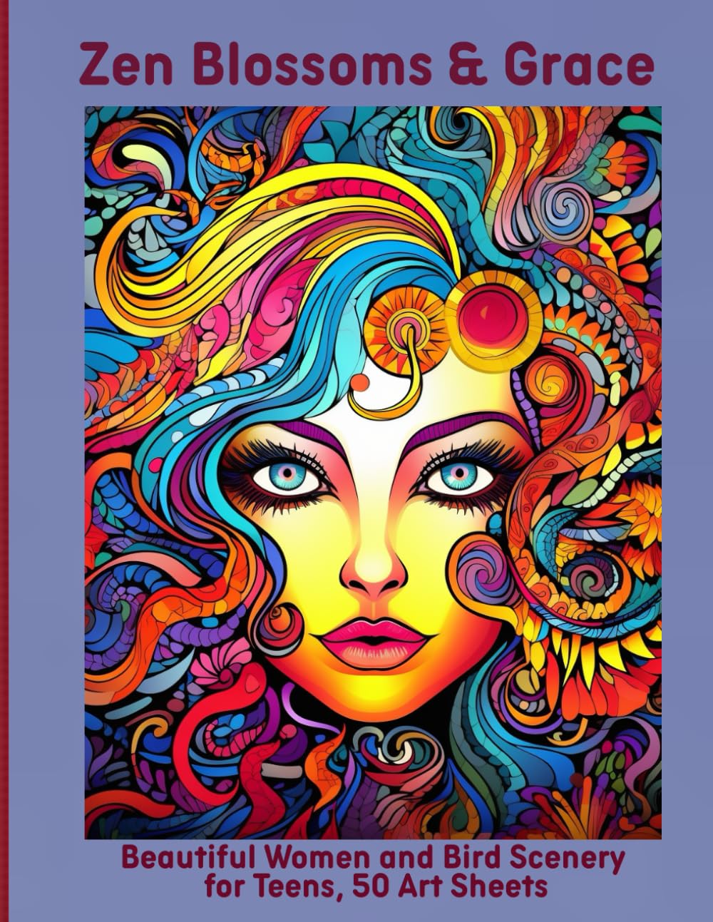 Zen Blossoms & Grace: Beautiful Women and Bird Scenery for Teens, 50 Art Sheets