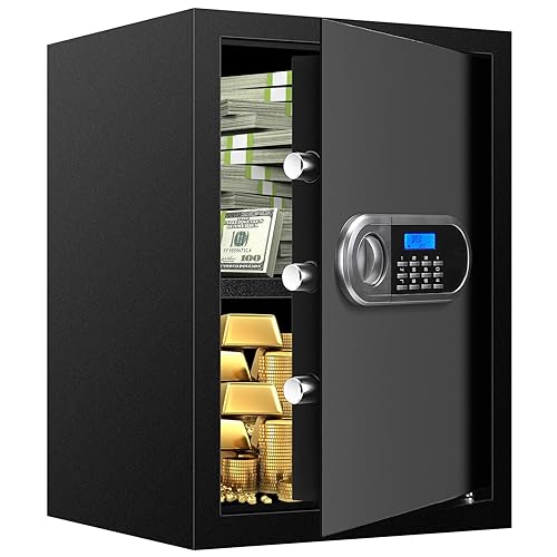 3.4 Cuft Large Safes for Home Use Fire and Water Proof, Anti-Theft Digital Security Safe Box With Programmable Keypad & Spare Keys, Home Safes Water and Fireproof for Documents Money Valuables - 3.4 Cuft