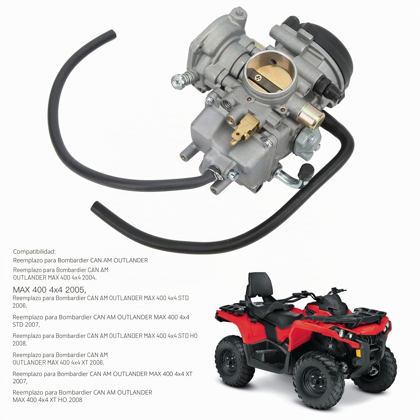 Kit de Carburador ATV para Bombardier OUTLANDER MAX 400 4x4 2004 a 2008 Conjunto de Carburador de Repuesto Juego de Juntas de Perno