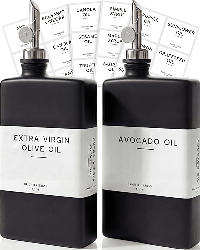 Brighter Barns - Botella dispensadora de aceite de oliva de vidrio negro para cocina, dispensador de salsa de soja, botella de jarabe de café,