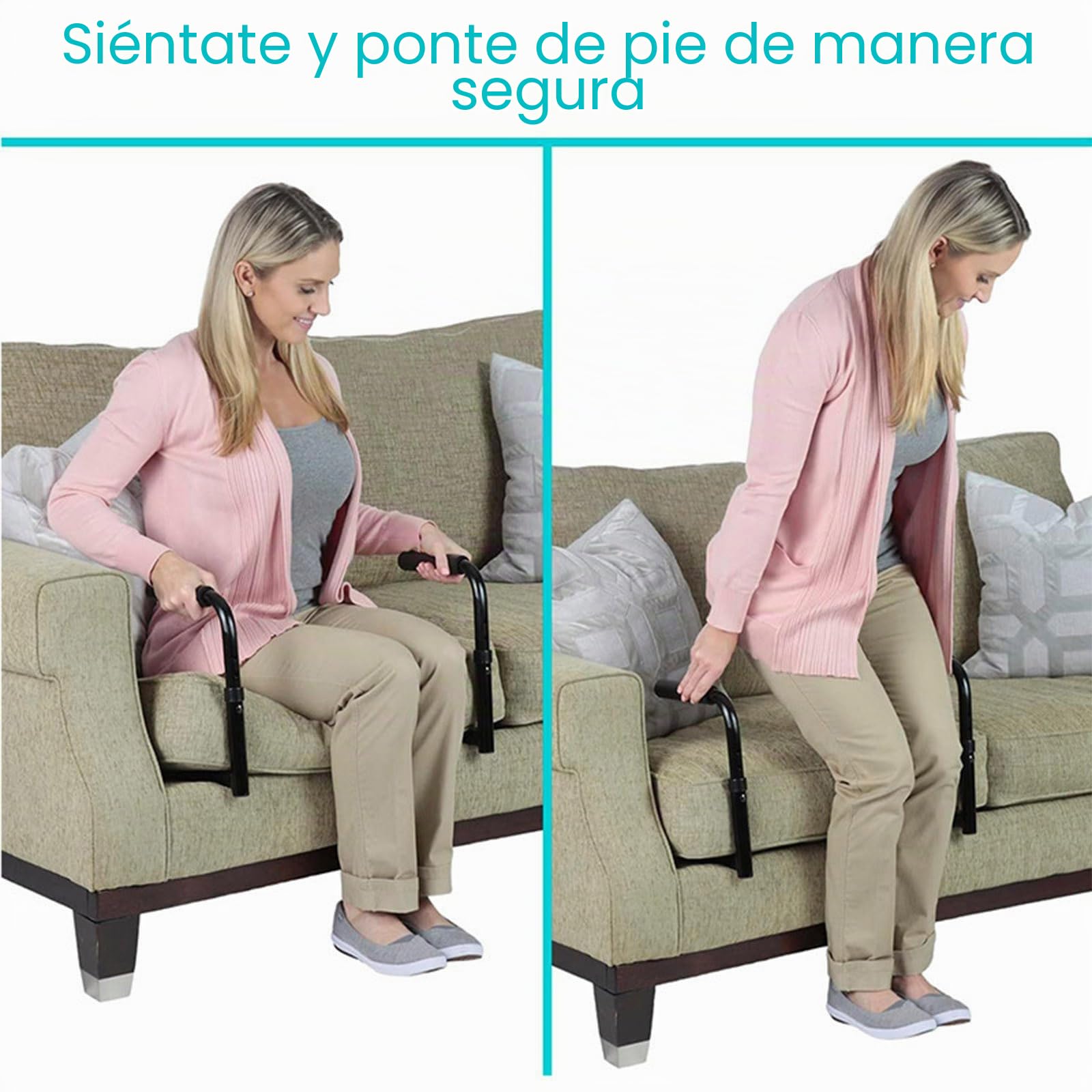Barra de asistencia de pie – Ayuda de movilidad para levantarse sin esfuerzo del sofá, silla, sofá – Soporte de altura ajustable para mayor seguridad
