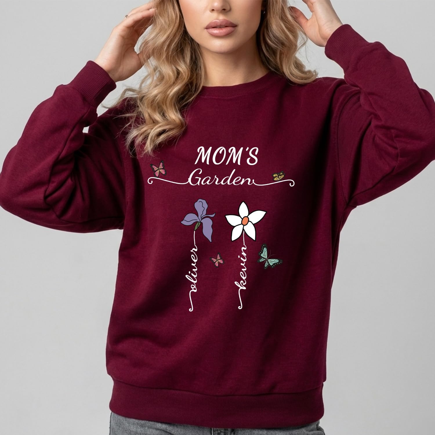 7th Hill Moms, Personalized Mom or Grandma Sweatshirt, Grandma & Mom Shirts for Women, For Mama, Best Gifts for Grandma, Birth Month Flower Tshirt for Mama