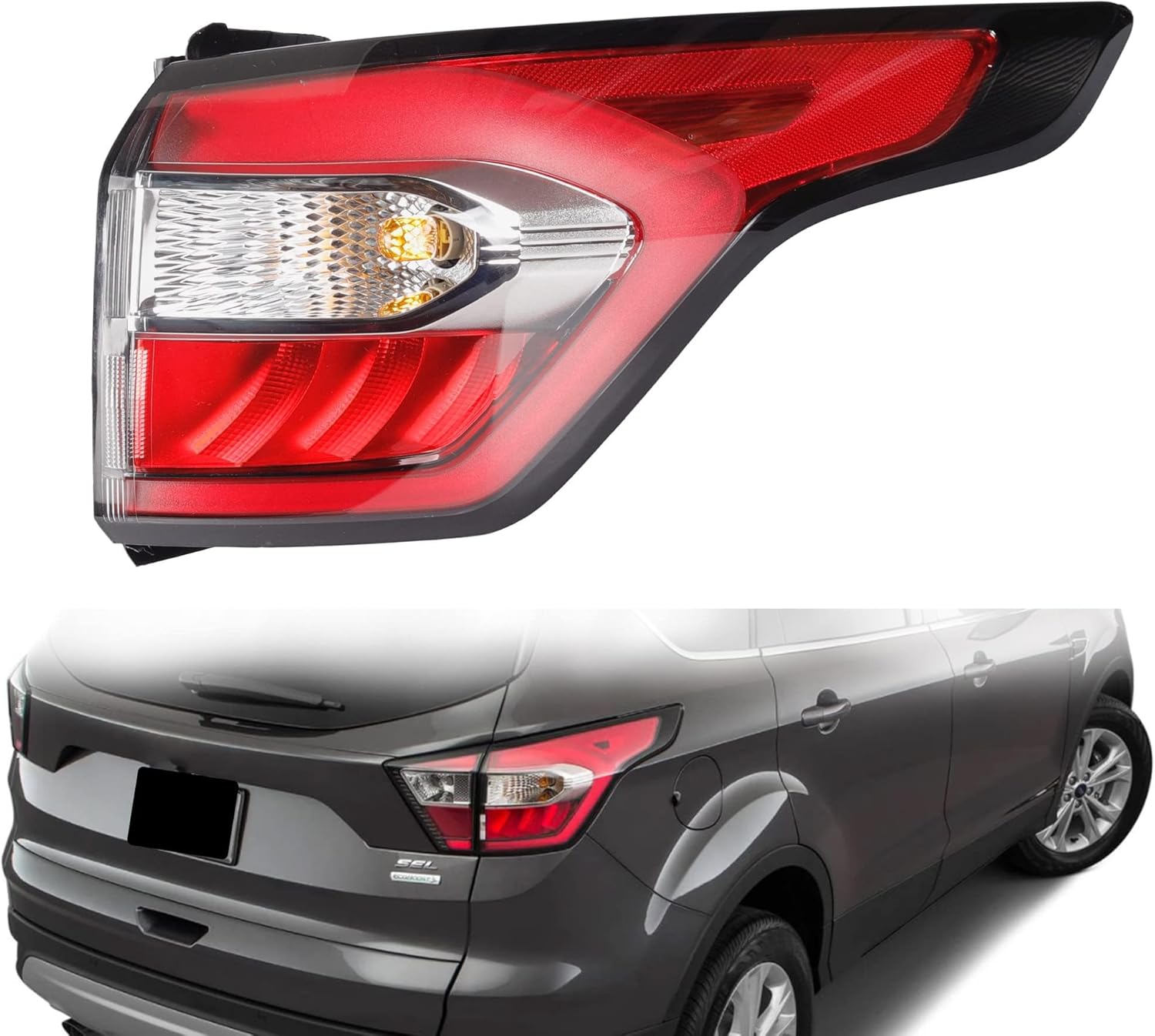 Dasbecan Right Passenger Side Tail Light Assembly with Bulb Compatible with Ford Escape Kuga 2017 2018 2019 Brake Rear Lamp