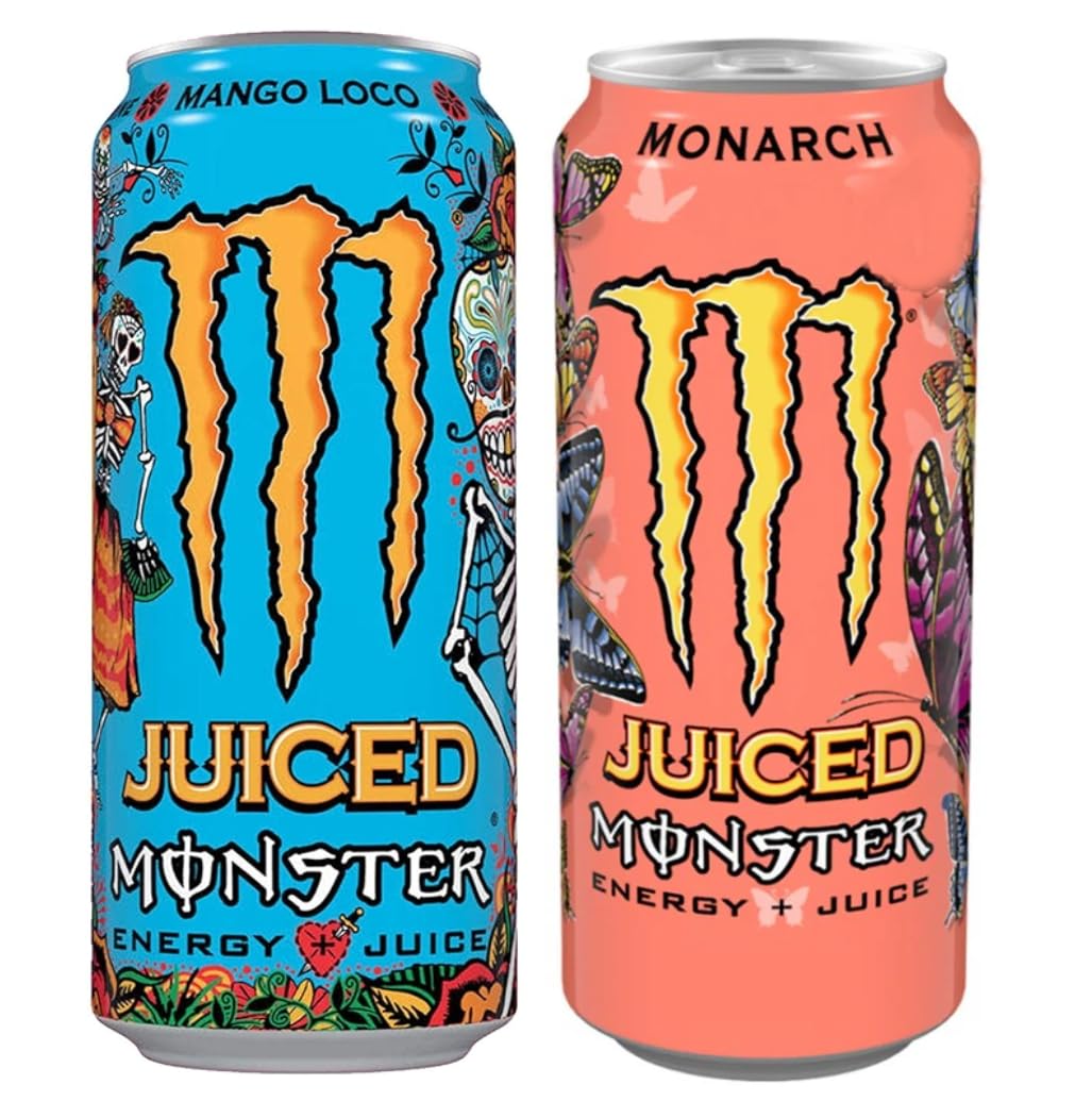 Monster Mango Loco Energy + Juice Carbonated Energy Drink & Monster Monarch Peach Nectarine Energy | 2 x 500ml-image-39