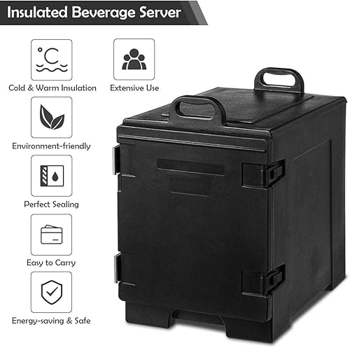 Miniatura 9 de COSTWAY Portabebés aislado de carga extrema, 5 sartenes de tamaño completo, capacidad de 81 cuartos de galón, material LLDPE de grado alimenticio,