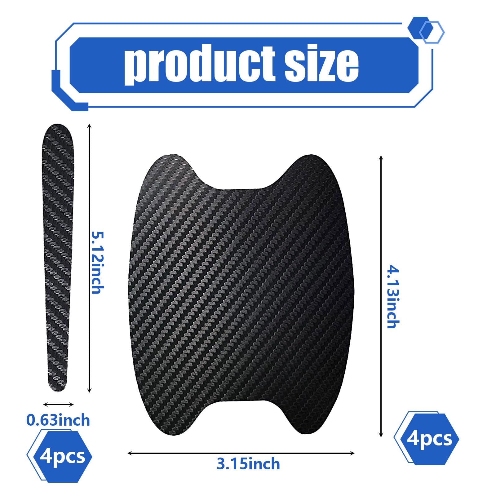 Fluher 8 PCS Car Door Handle Door Bowl Scratch Protection Film, 4.13
