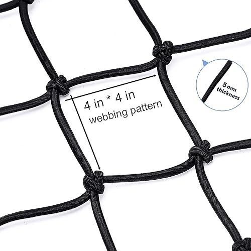 Miniatura 4 de Big Ant Red de carga elástica de 3 x 4 pies para camioneta pickup se estira hasta 6 x 8 pies con 14 mosquetones de aluminio en forma de D,