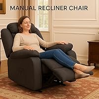 Vista 4 de LUCKLIFE Juego de sofá reclinable con reclinables manuales, juego de muebles de sala con sofá reclinable, sofá biplaza y sillón, tapicería de tela