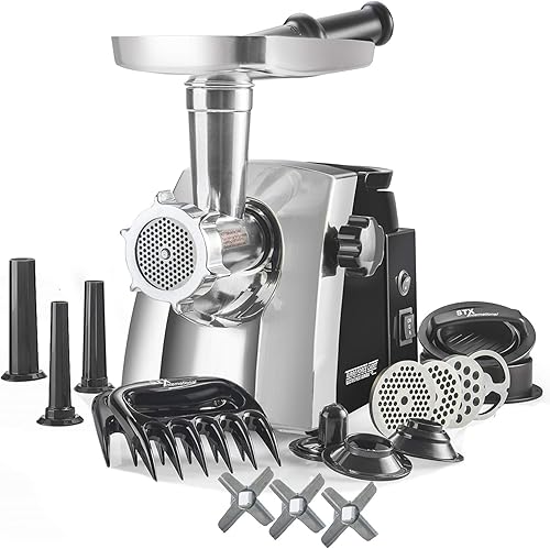 STX International Turboforce Cadet 2000 Series - Molinillo eléctrico de carne 5 en 1 potente uso doméstico Relleno de salchichas Kubbe Maker 4
