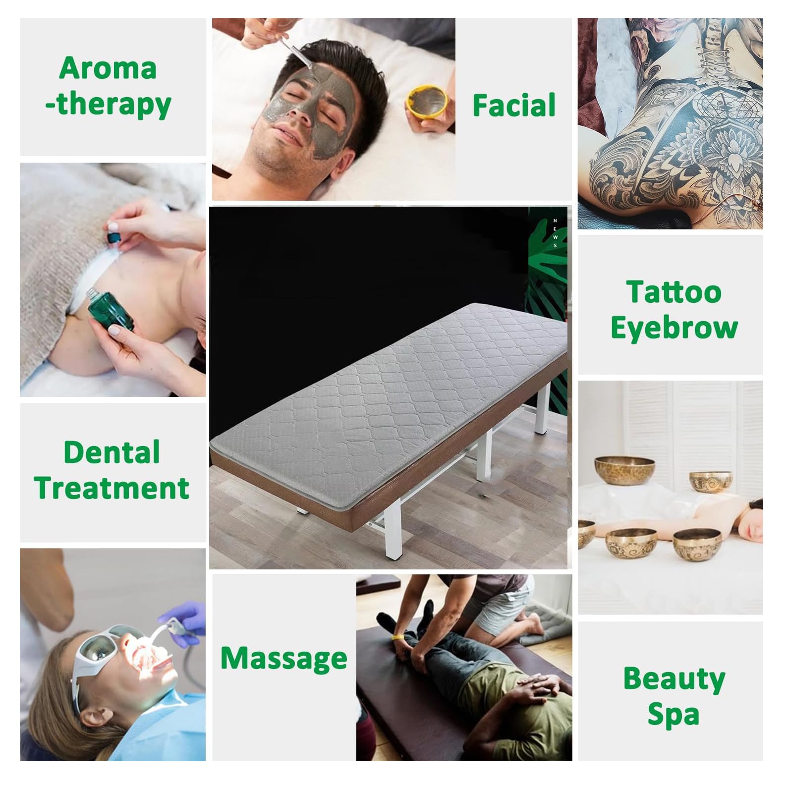 ,White 6cm,185 * 70 cm S,Memoria Espuma Masaje Colchón Topper SPA O Cama Facial Topper