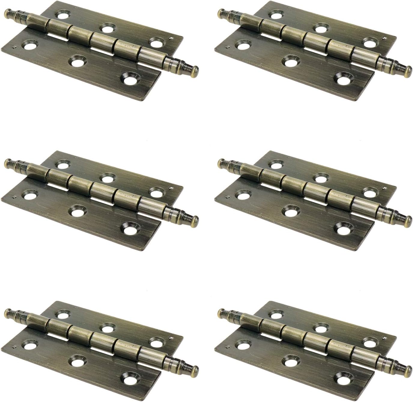 Quluxe 2.5" Folding Butt Hinges, Antique Hinges Hardware, Door Hinge, Antique Gourd Head Iron Hinge with Screws- Bronze (Pack of 6)