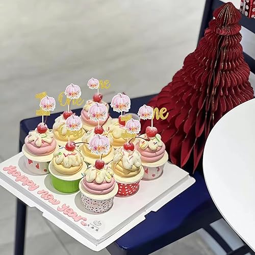 Miniatura 4 de Rsstarxi Paquete de 24 adornos para cupcakes de primer cumpleaños con diseño de calabaza para el primer cumpleaños, decoración de pastel de calabaza