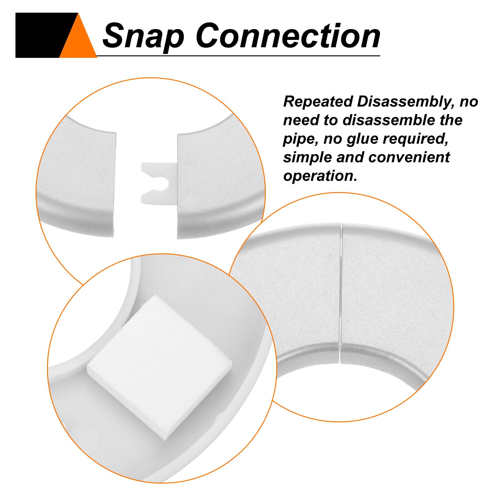 Uxcell 4Pcs Wall Split Flange ABS Round Self-Adhesive Escutcheon Plate