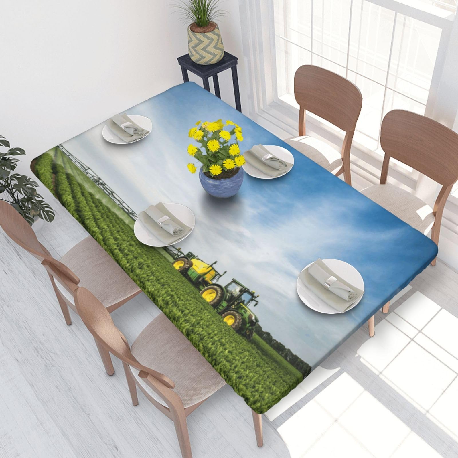 BNVSADC Tractor farm Printed 4FT Tablecloth 122x76 CM Polyester Kitchen Water Resistant Table Cloth Dining Table Decoration Table Covers