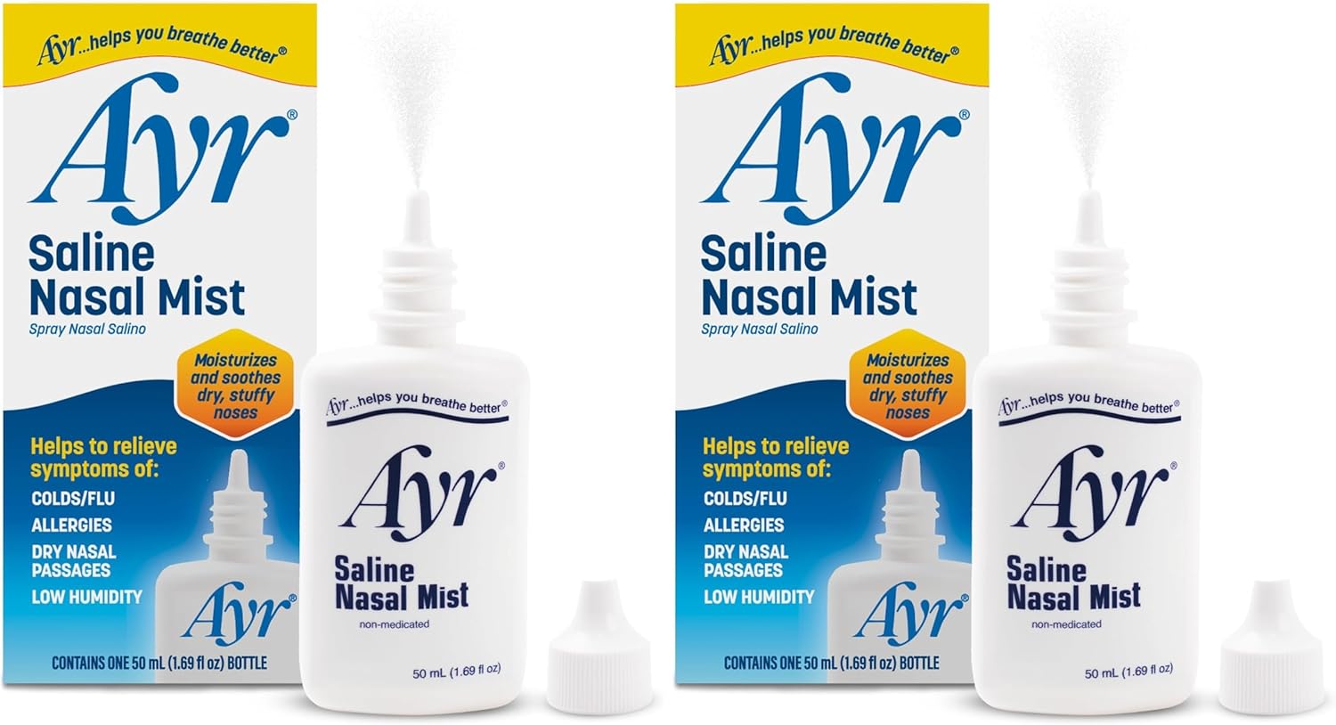 AYR Saline Nasal Mist, 1.69 Fl Oz (Packaging May Vary), (Pack of 12)