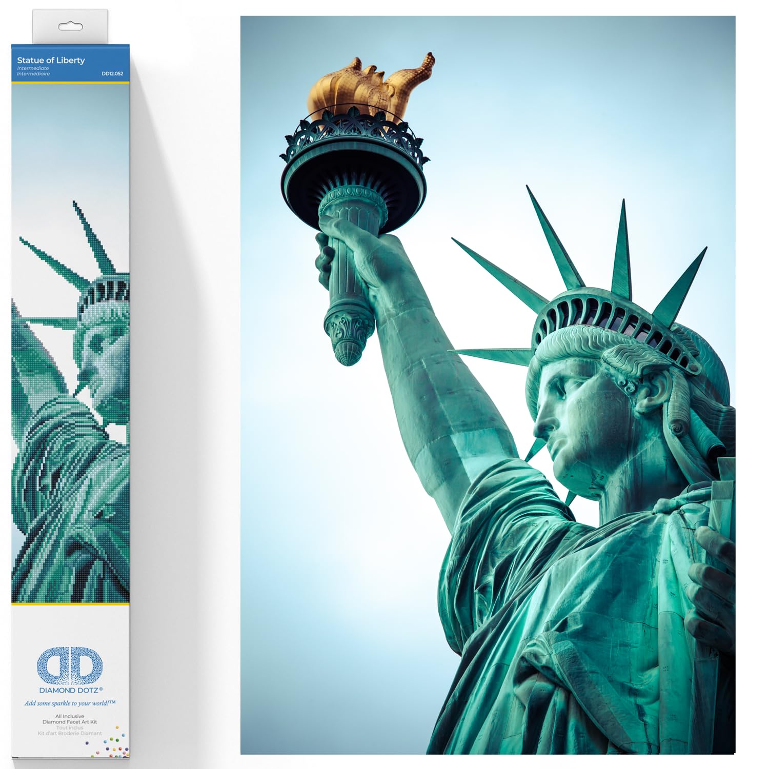 Diamond Dotz DD12-052 Statue of Liberty, ca. 47 x 70 cm groß, Diamond Painting, Malen mit Diamanten, funkelndes Bild zum Selbstgestalten, für Kinder und Erwachsene