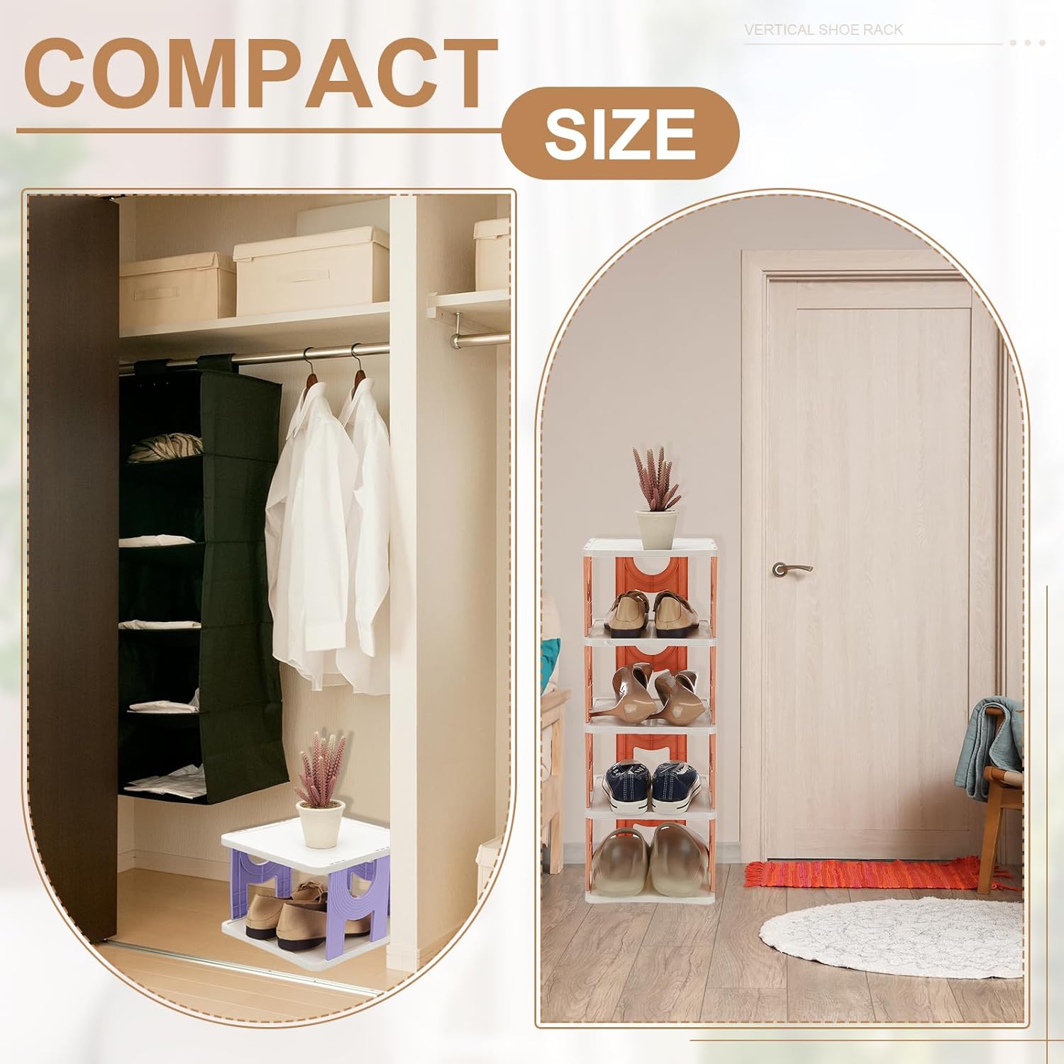 uxcell 5-Tier Free Standing Shoe Racks, Vertical Narrow Stackable Organizer Shoes Storage Shelf for Front Door Garage Entrance Closet and Small Space, Green