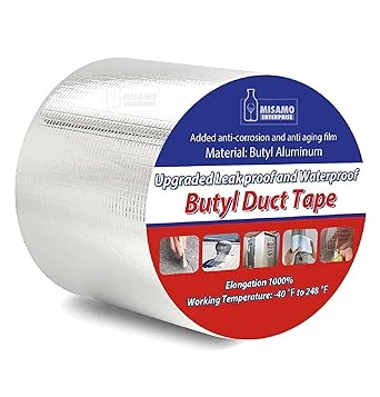 Misamo Enterprise Leakage Repair Waterproof Tape for Pipe Leakage Roof Water Leakage Solution Aluminium Foil Tape Waterproof Adhesive Tape Sealing Butyl Rubber Tape for Leakage (10CM 5M, Pack Of 1)