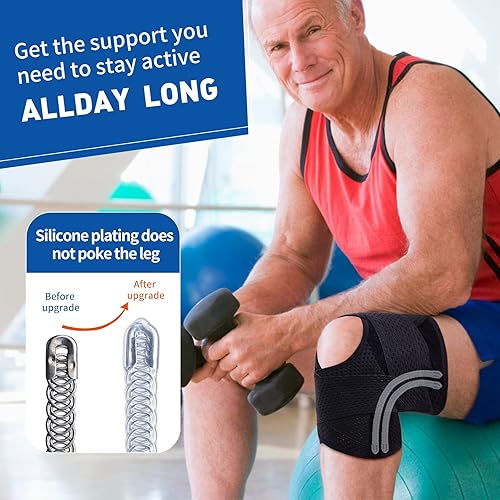 Miniatura 5 de Galvaran Rodillera profesional con estabilizadores laterales, soporte de rodilla ajustable con almohadilla de menisco y almohadilla de gel para