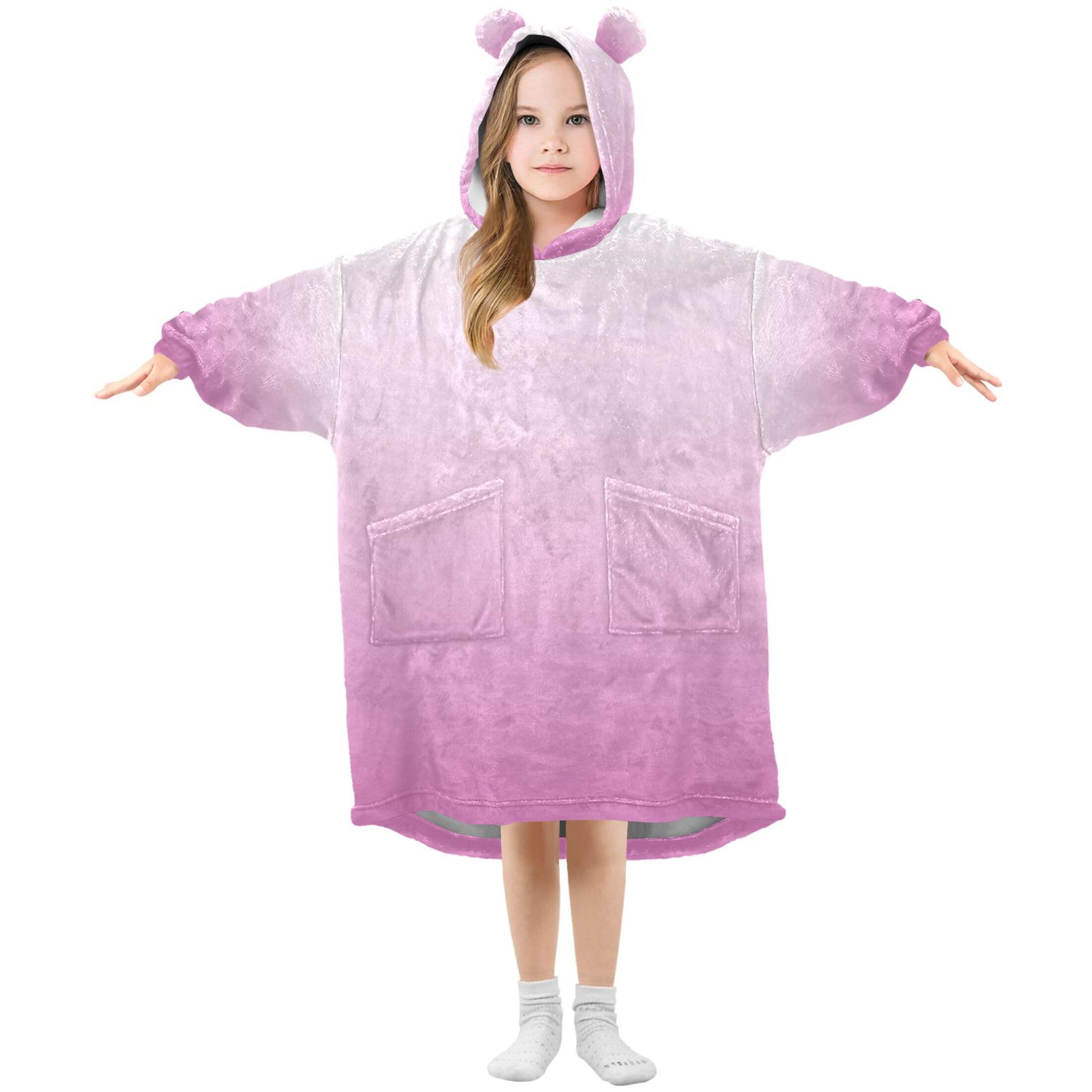 S Husky Gradient Deep Blue Purple Wearable Blanket Hoodie for Kids Oversized Blanket With Pocket Old Girl Cute Hoodies Gift