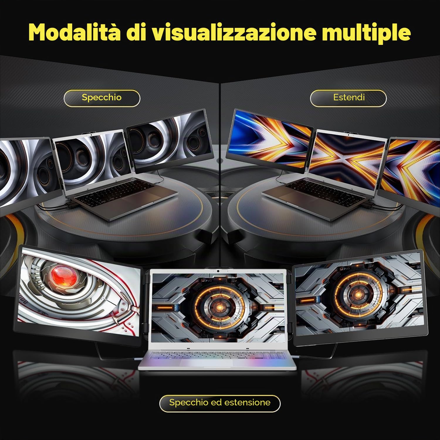 KEFEYA Monitor Portatile per Laptop, Display IPS Full HD da 14", Estensore dello Schermo del Laptop, Compatibile con Mac Windows Chrome da 13"-17"