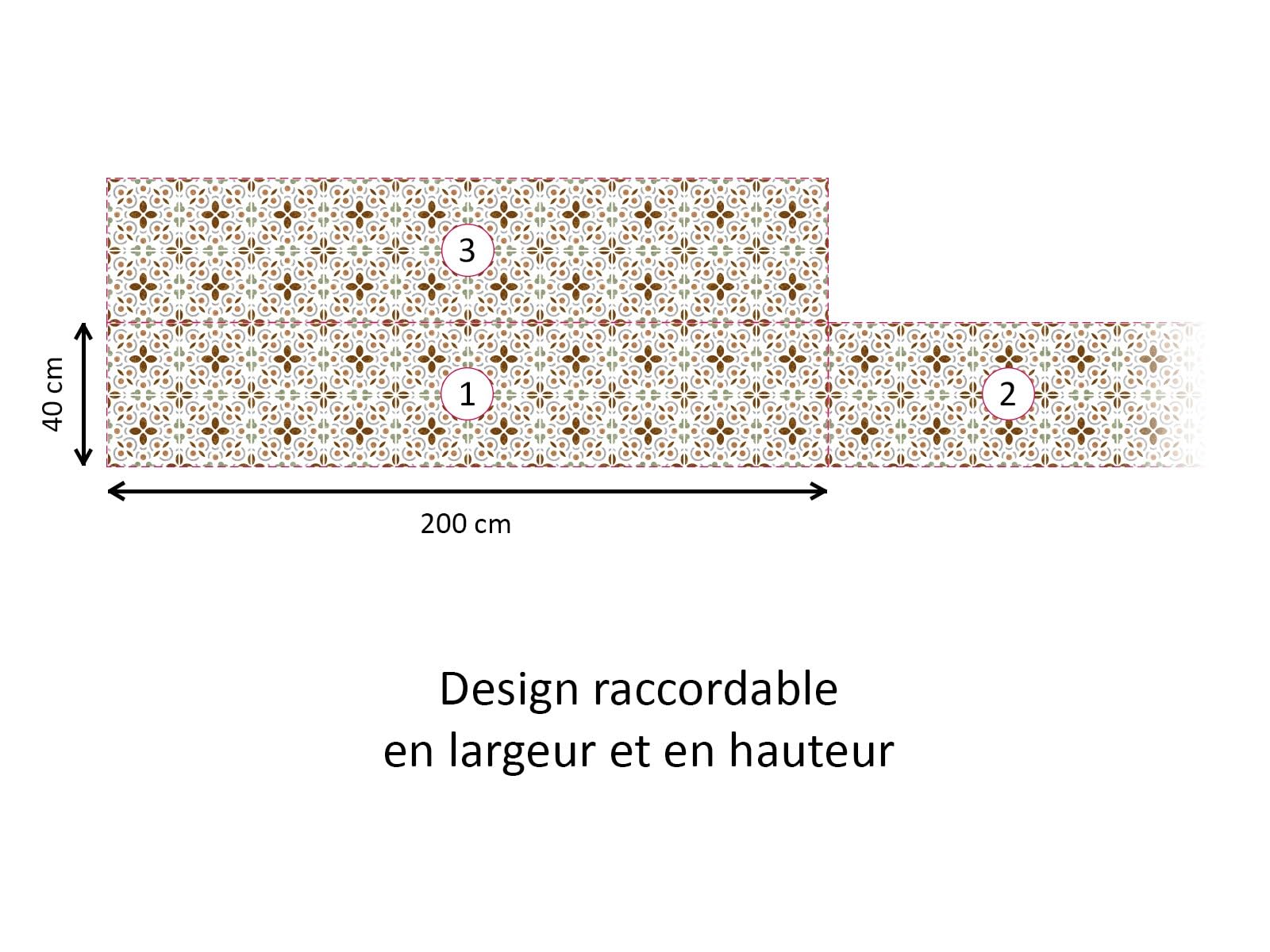 CAMELEO Crédence cuisine adhésive vinyle effet carreaux de ciment Granada, 200 x 40 cm - Convient aussi comme adhésif décoratif pour meuble - résistant et imperméable