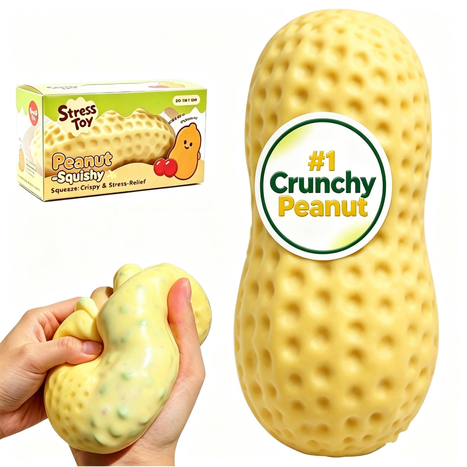 Crunchy Peanut Squishy Asmr Stress Ball with Colorful Beads Filling