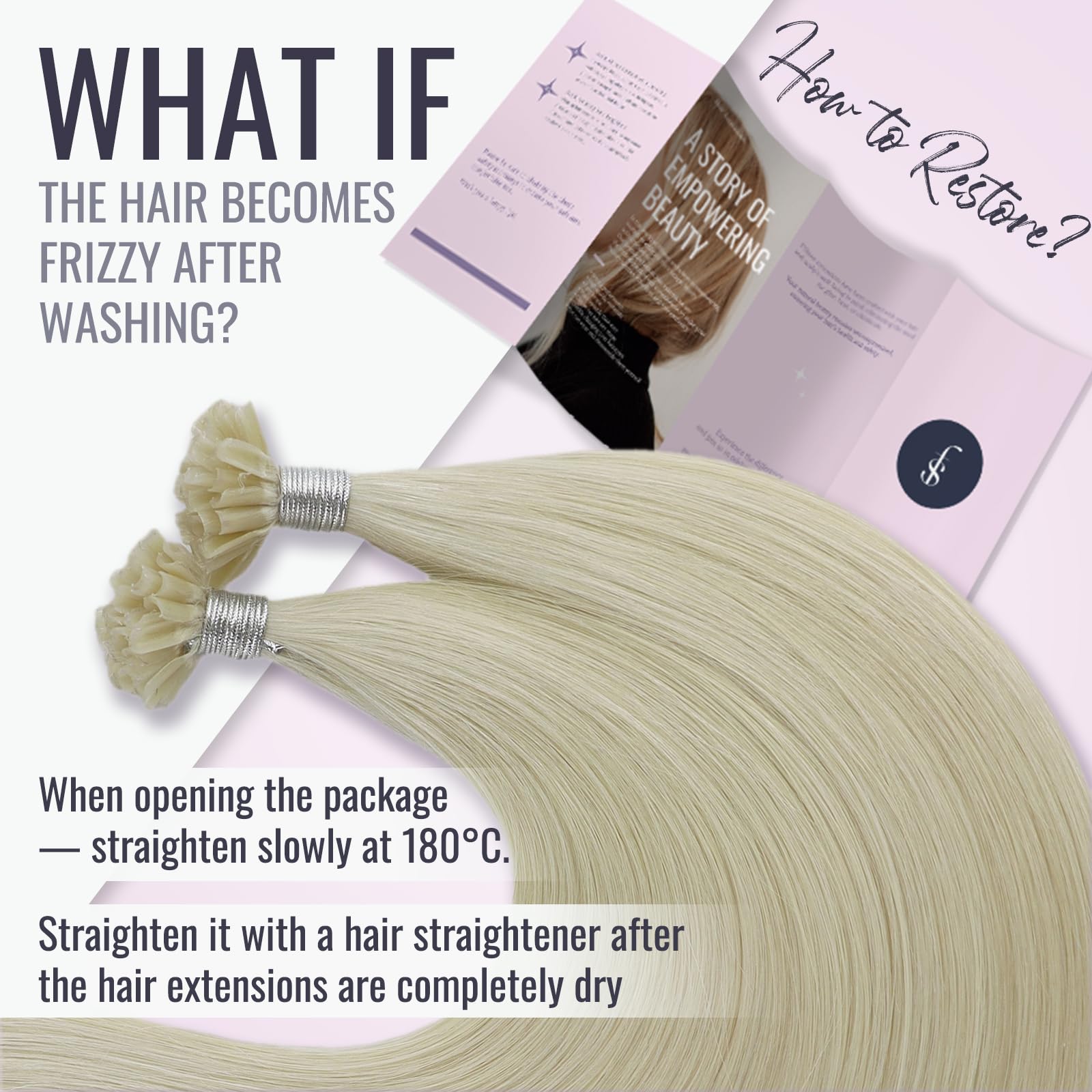 Fshine Natale Extension Cheratina Capelli Veri 50g Lunghi 50CM Biondo Platino Real Hair 1000 Keratina 1g/ciocca Pre Bondend
