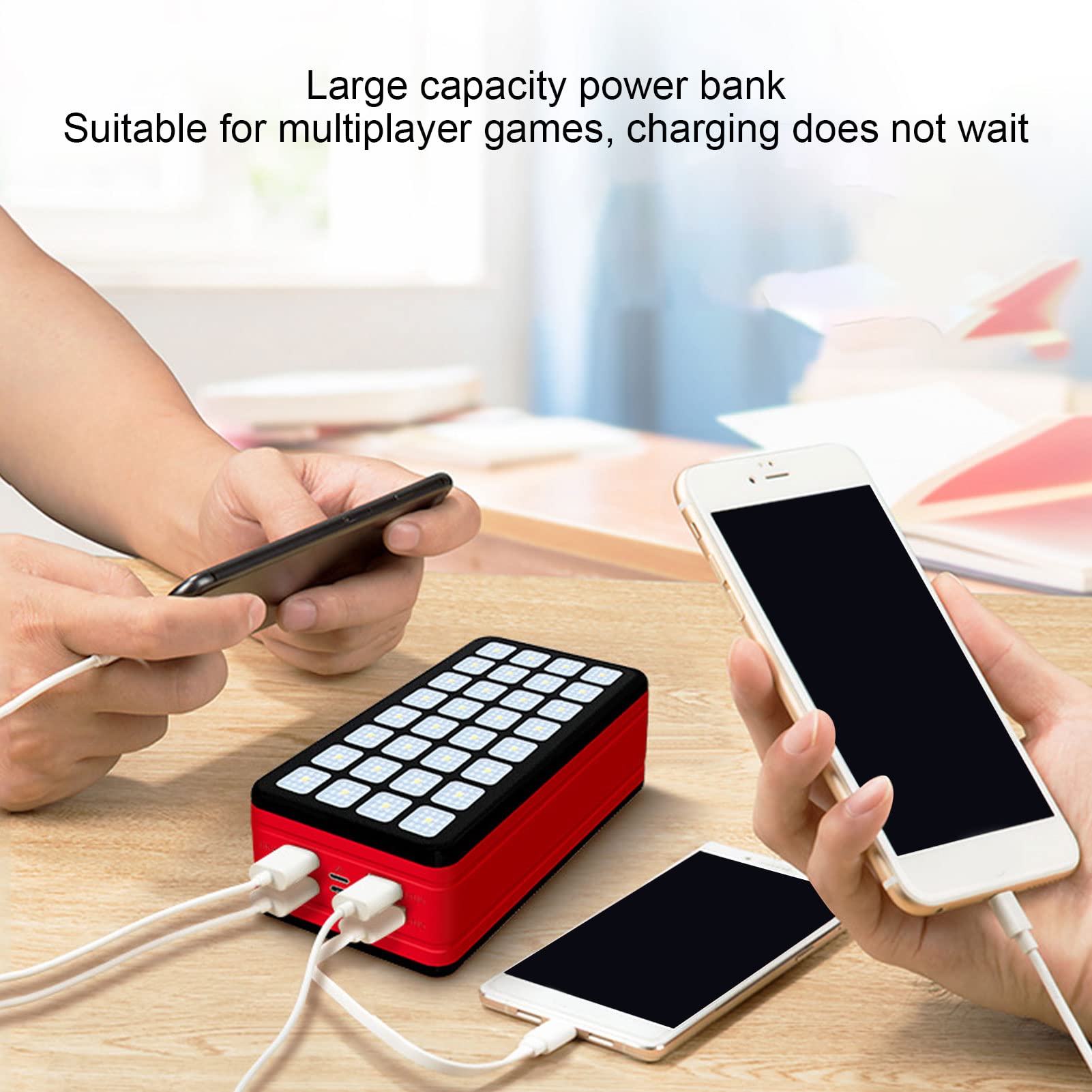 Caricabatterie Portatile For Telefono, Power Bank Solare Di Grande Capacità Da 50000 MAh Con 32 Lampadine A LED, Luce Forte E Bassa, Batteria Esterna A Ricarica Rapida For Emergenza Pesca