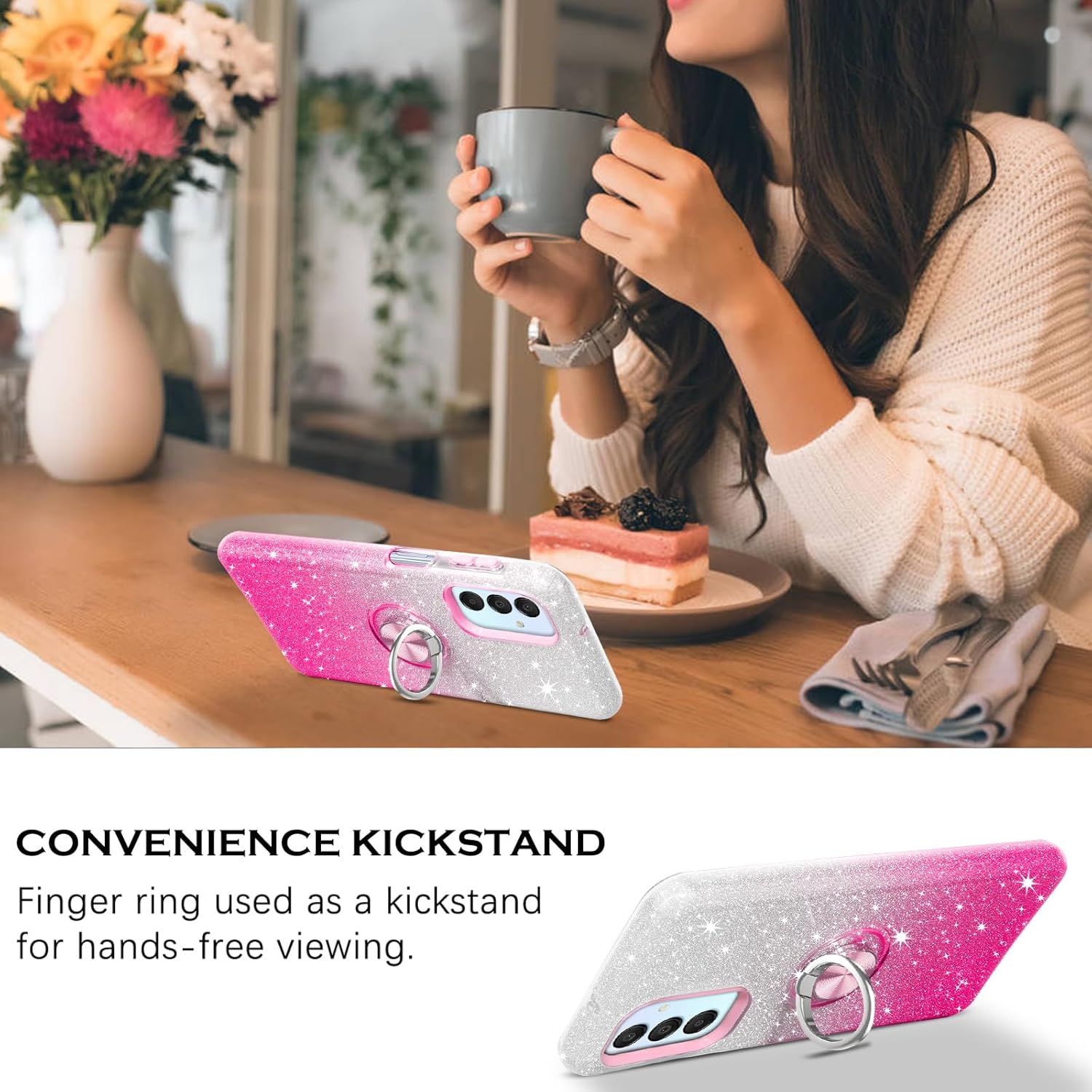 YINLAI for Samsung Galaxy A15 Case Bling Glitter Sparkle Samsung A15 Case for Girls Women with Ring Holder Kickstand Protective Phone Case for Samsung Galaxy A15 4G/5G 6.5", Pink Gradient 5 71n9Y5YyFKL. AC SL1500