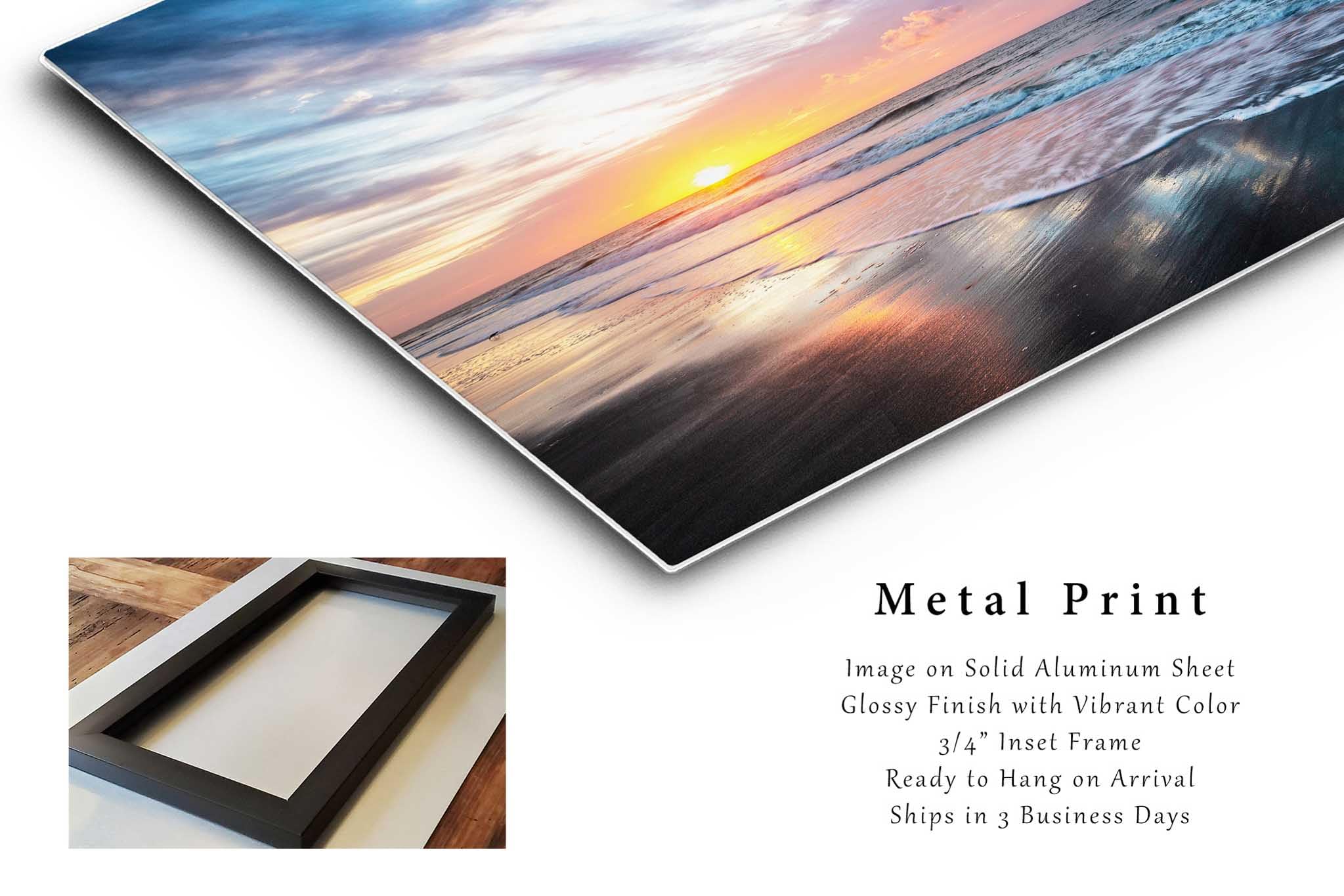Coastal Picture on Metal - Sunrise Over Atlantic Ocean on Hilton Head Island South Carolina Wall Art Photography Decor (30