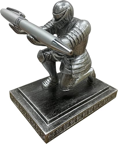 Executive Knight - Soporte para bolígrafo con bolígrafo, accesorio de escritorio personalizado, soporte para bolígrafos, soporte decorativo para