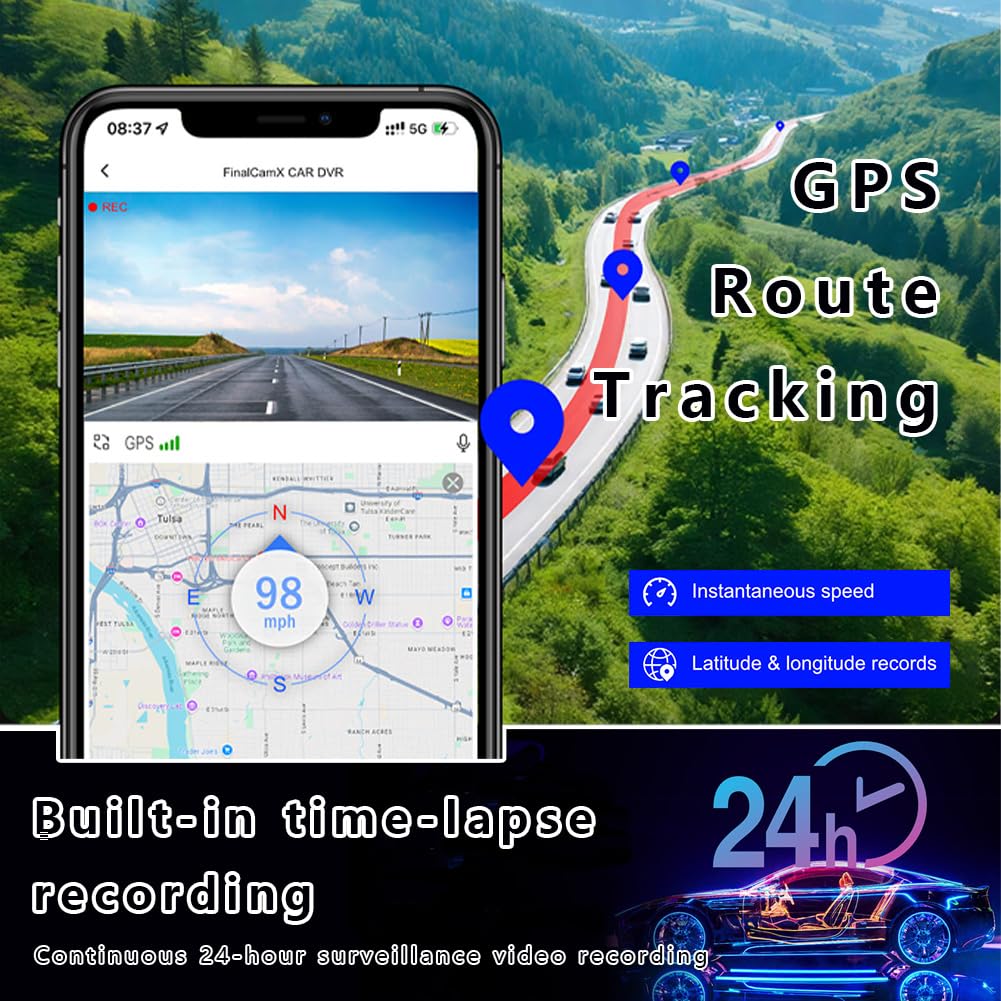 Dashcam Voiture pour Dodge Journey Ram 1500 Ram Durango Freemont Journey Ram ES, Dashcam Voiture Avant Arrière avec, Capteur G, Surveillance Parking 24h, Enregistrement Boucle