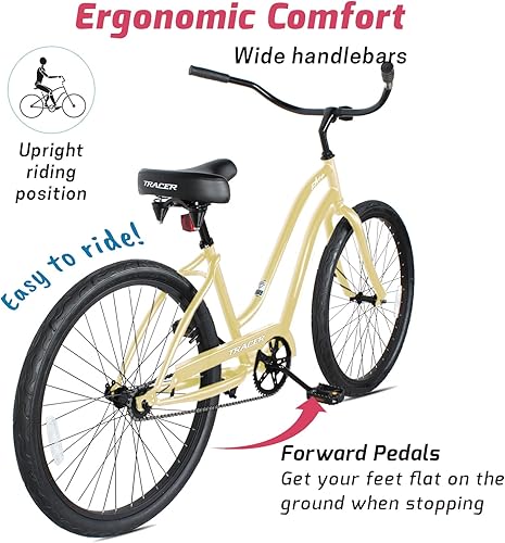 Miniatura 69 de Tracer ACE - Bicicleta crucero de playa de una sola velocidad de 26 pulgadas con freno de posavasos para hombres y mujeres, varios colores verde