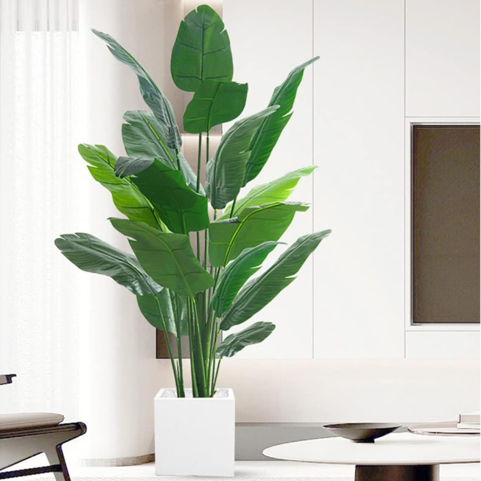 Amazon｜フェイクグリーン 大型 人工観葉植物 160cm 樹脂鉢 緑葉 観葉