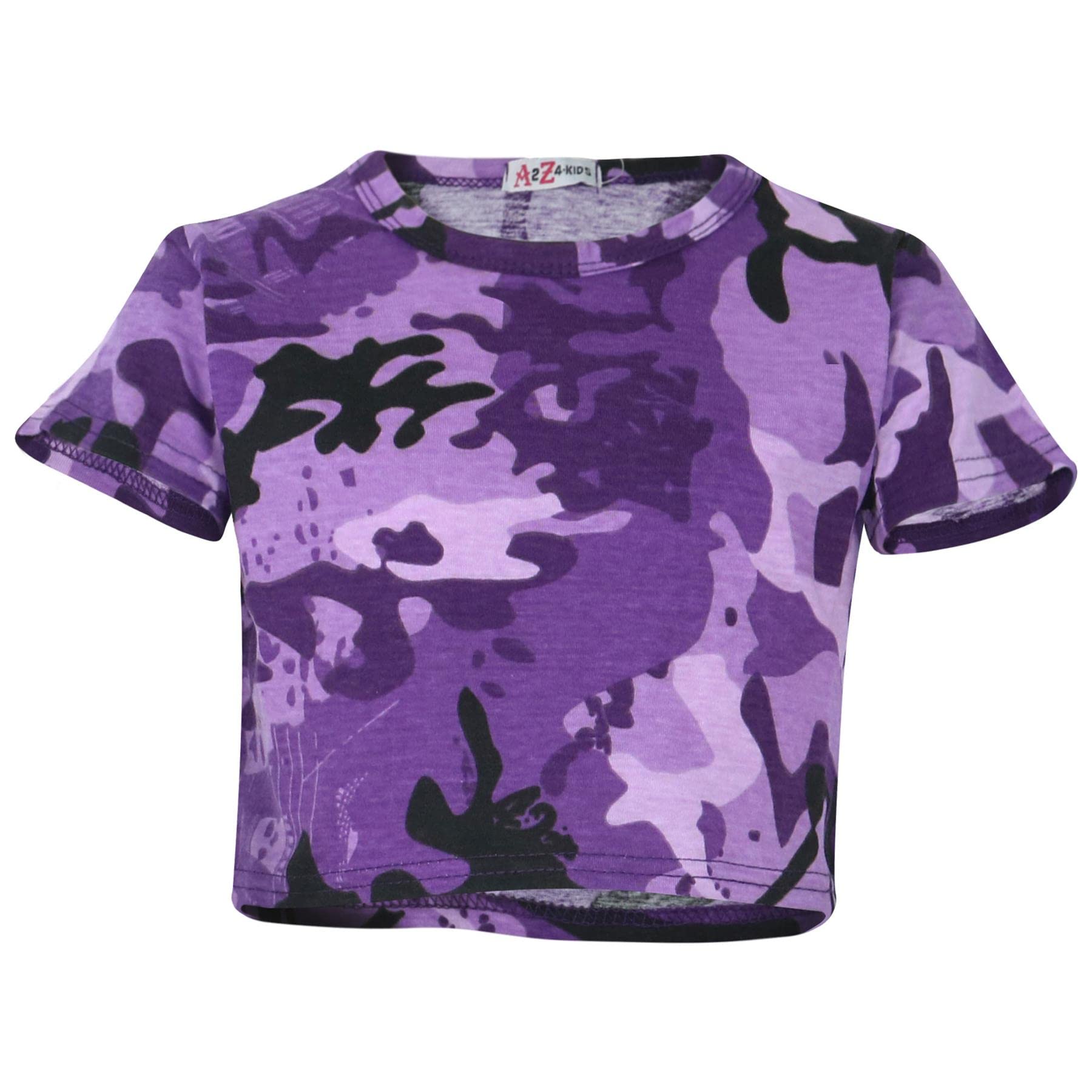 A2Z 4 Kids Girls Top Selfie Camouflage Trendy - A2Z Camo Crop Top Purple 13