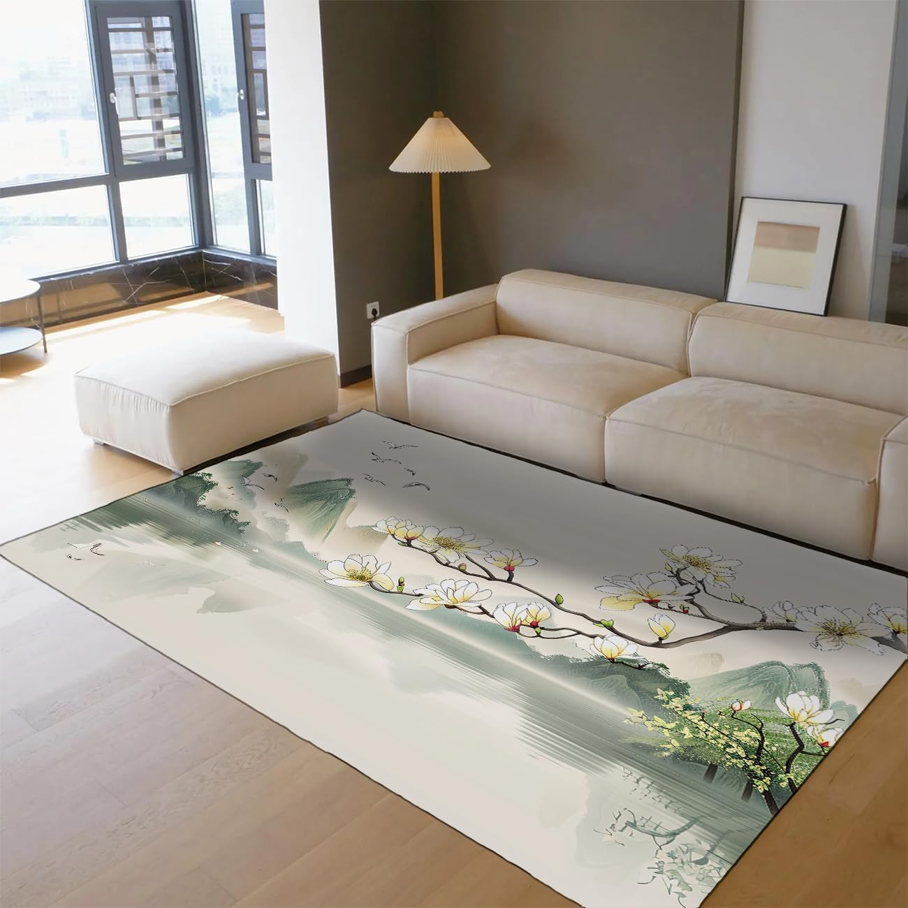 Teppich 120x160cm Chinesische Salbeigrüne Berge Vintage