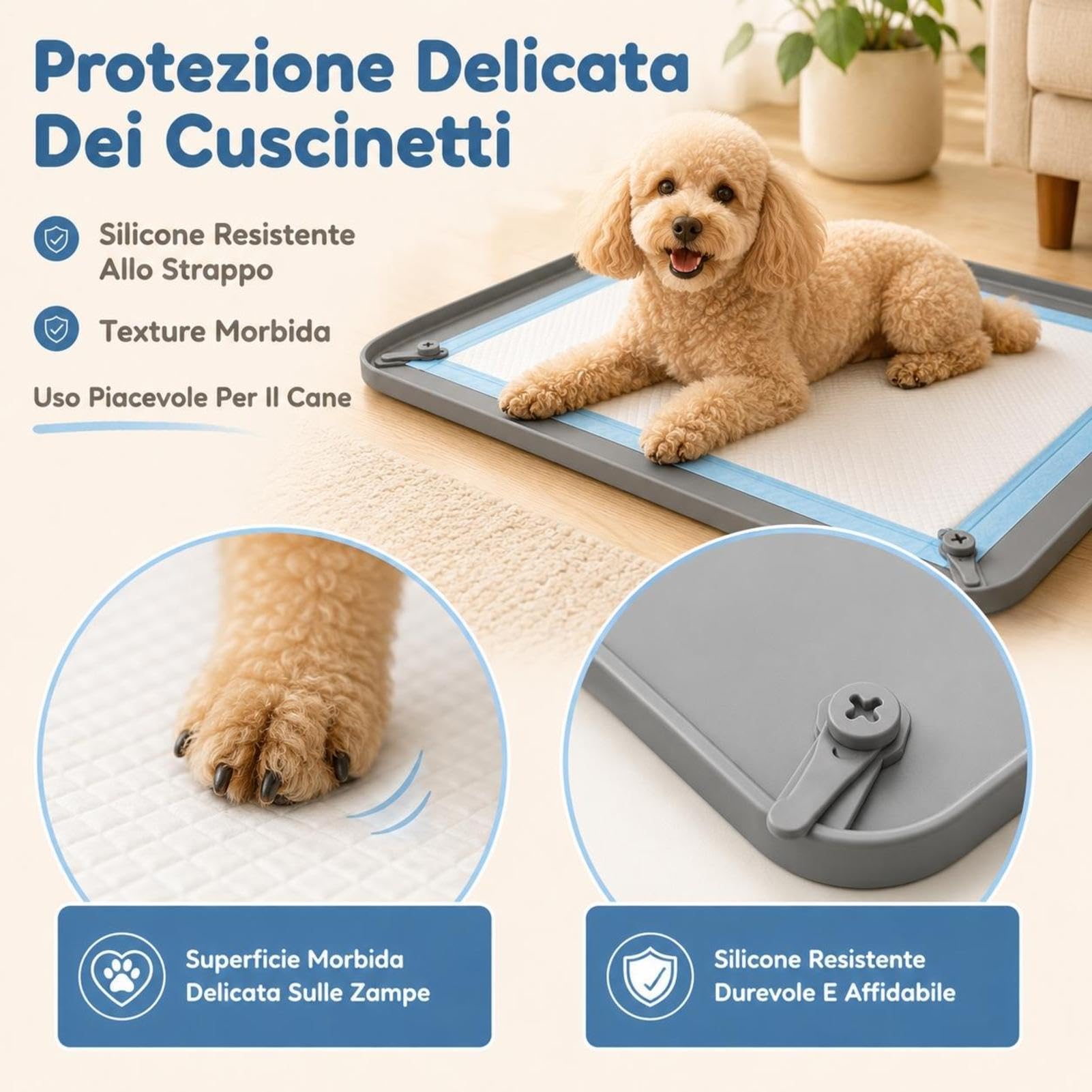 Porta Traversine Per Cani - Vassoio Igienico In Silicone Antiversamento | Bordo Alto Antigoccia E Antiscivolo | Per Appartamento, Camera O Soggiorno Su Qualsiasi Pavimento